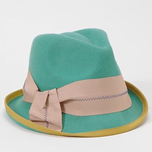 Turquoise teal asymmetric wool fedora hat grace hats main image 7